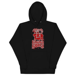Unisex Streetwear Hoodie – Red Blood Gang Graphic Pullover, Urban Hip Hop Style